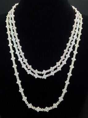 3mm VVS Moissanite Cross Flower Tennis Chain 925 Sterling Silver 18k Gold Plated